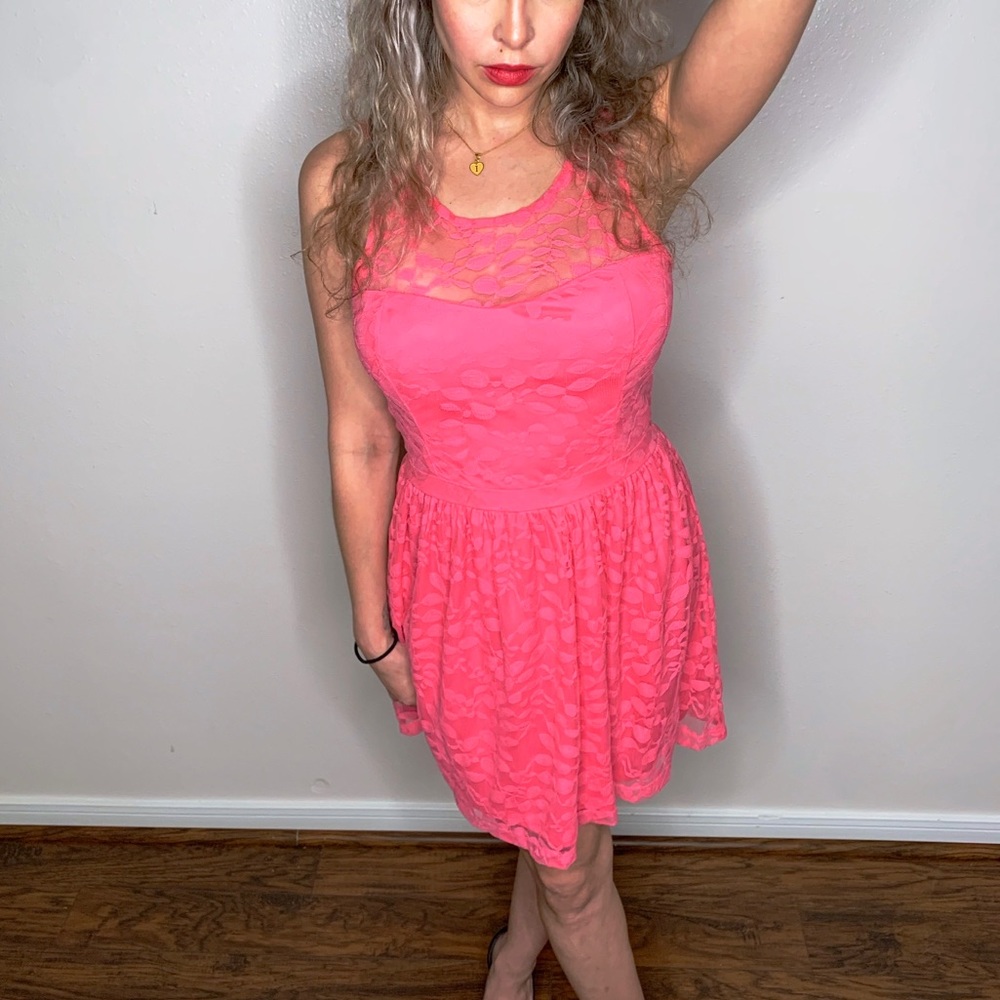 pink lace dress